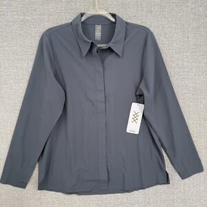 Rhone‎ Mirage Button Up Shirt Mens M Blue Slate Stretch UPF 50+ Sun Protection